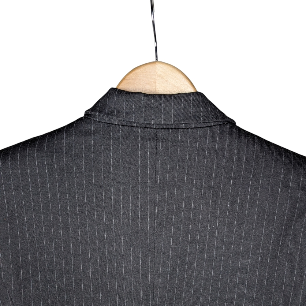 Zara Blazer Women's Large Black Pinstripe Tailored Structured Office Workwear - Picture 12 of 16